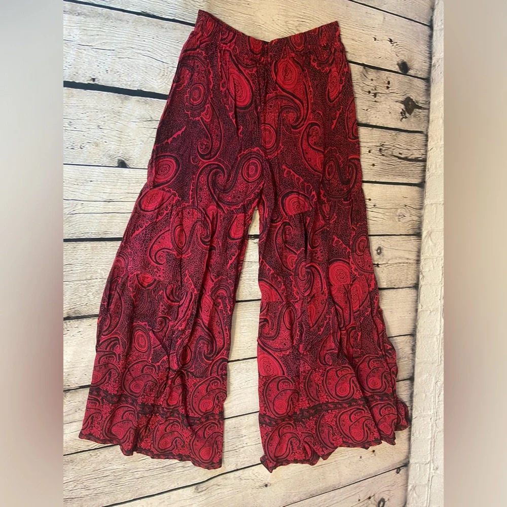 Earthbound Red & Black Paisley Print Pants - Picture 5 of 5